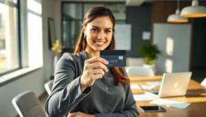 카드 현금화 전문가가 자신감 있게 카드를 홀딩하는 모습