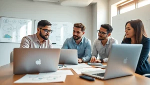 Enhance your wordpress development outsourcing with a focused team collaborating on a project.