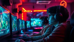Menampilkan pengalaman bermain hakim4d alternatif game dengan pemain terfokus dan suasana gaming yang hidup.