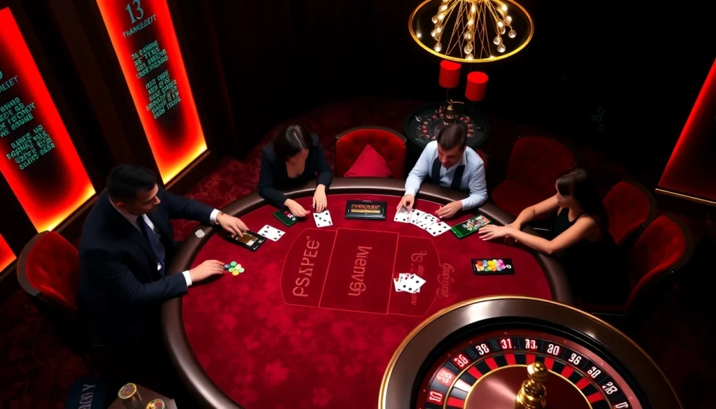 Marvelbet casino scene with players enjoying blackjack at a luxury table.