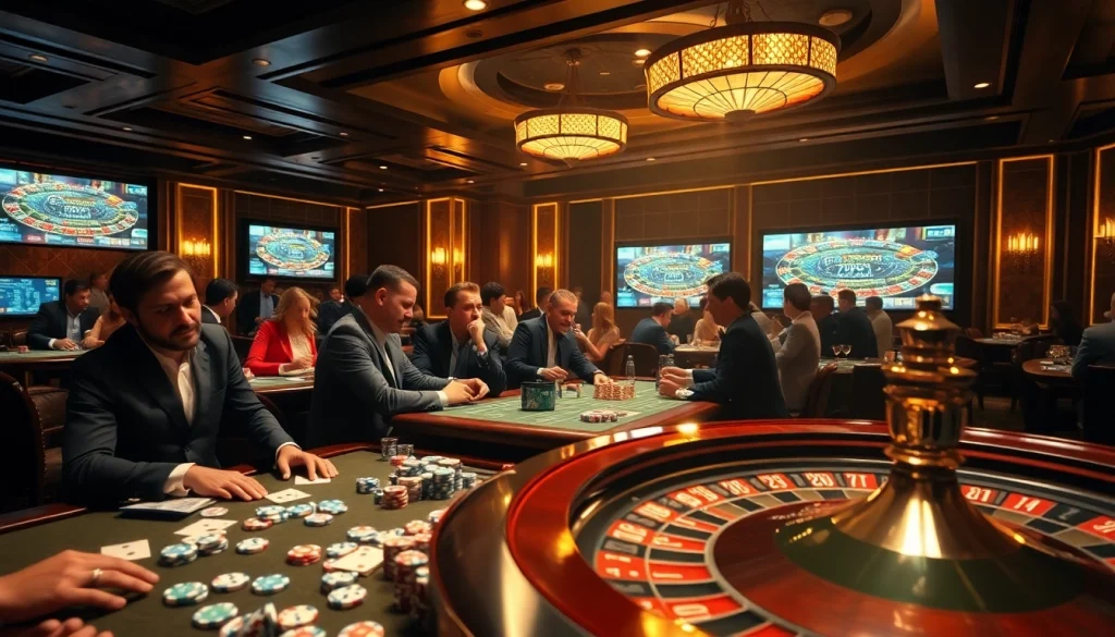 Thabet tables set for an exciting game night in an upscale casino atmosphere.