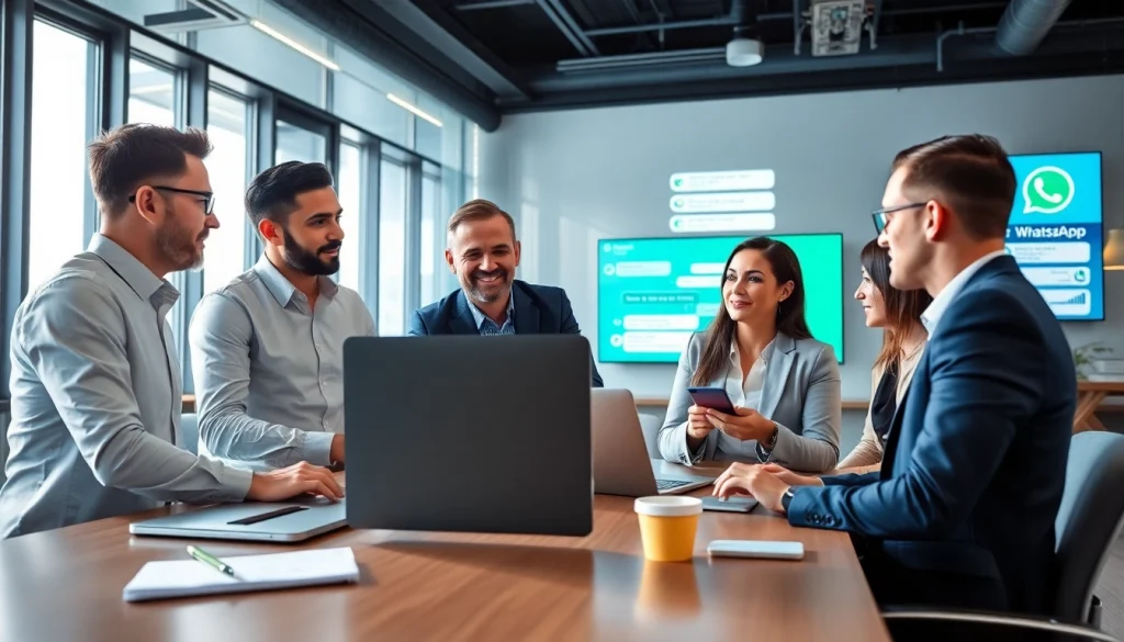 Engaging team meeting on What is a CRM for WhatsApp, showcasing modern business communication.