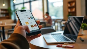 현대 스마트폰과 함께 아늑한 카페에서의 상품권소액결제