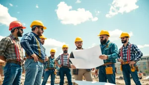 Builders collaborating at a construction site representing the Texas association of builders.