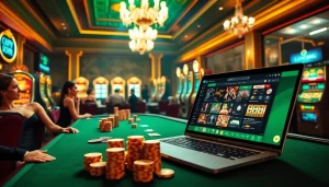 Luck8 players enjoying fast-paced games at a glamorous online casino.