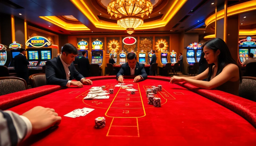 Engage with the excitement of baccarat at https://kkwin68.info/ with vibrant casino visuals showcasing chips and cards.