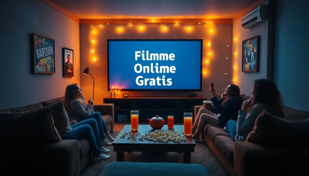 Enjoy filme online gratis with friends in a cozy home theater setting filled with joy and excitement.
