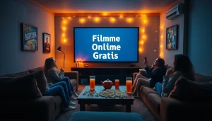 Enjoy filme online gratis with friends in a cozy home theater setting filled with joy and excitement.