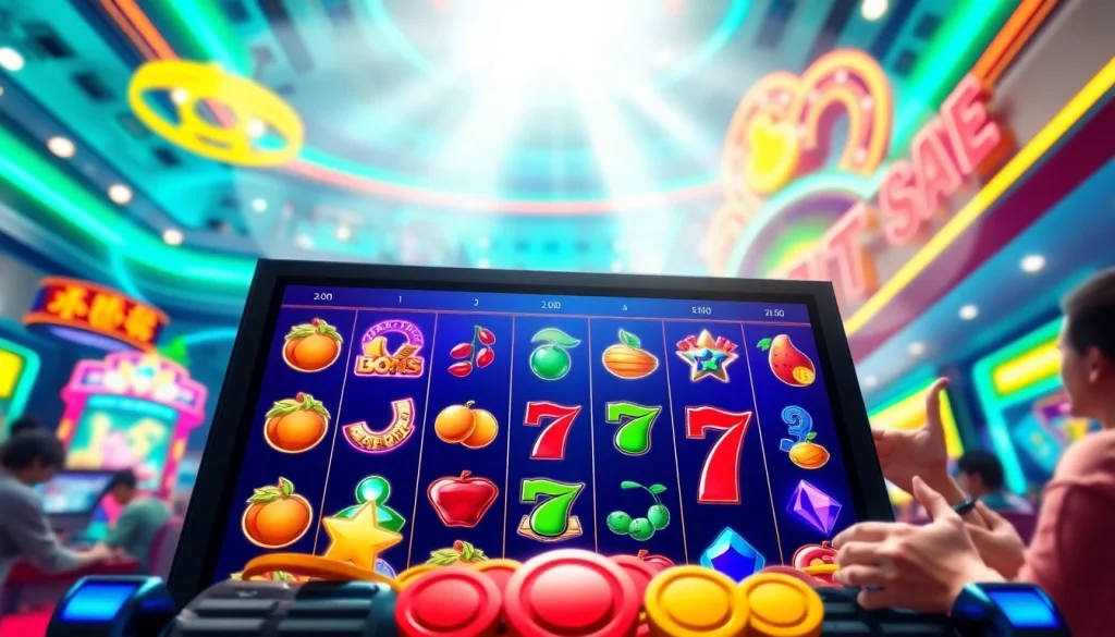 Menggambarkan pengalaman bermain slot depo 1k yang mengasyikkan dengan simbol warna-warni.