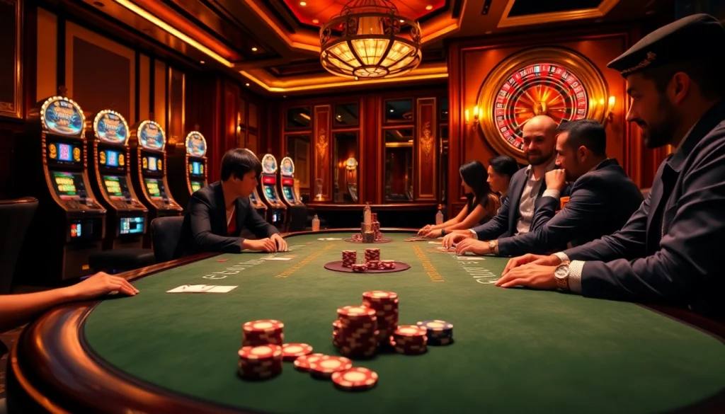 Players enjoying a thrilling game at XX88 casino with vibrant atmosphere and engaging table.