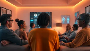 Engaging interaction with an AI chatbot in a modern setting, showcasing the theme of sex AI.