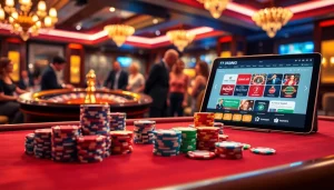 Engaging casino scene with poker chips and cards illustrating the energy of https://79king2.sa.com/ for gamblers.