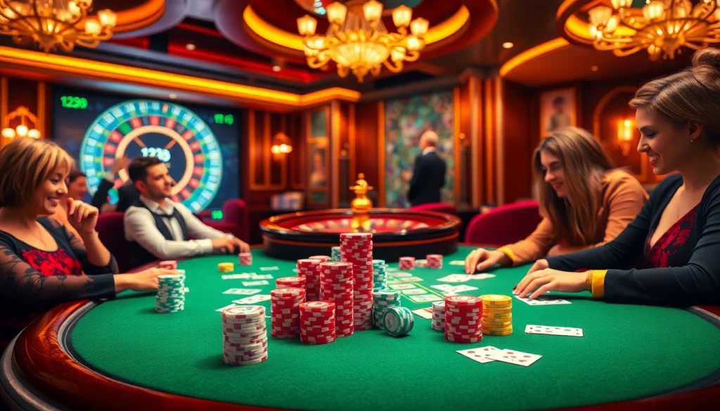Experience the thrill of betting at 123b with dynamic poker action and vibrant casino visuals.