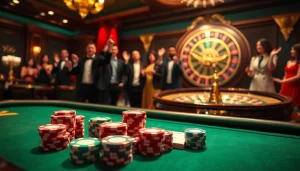 Players celebrating a big win at a poker table, featuring the casino experience offered at https://hay88.deal/.
