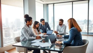 SMSF set up consultation in a modern office with professionals discussing finance.