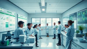 WIN55 cannabinoid research lab with diverse scientists in a modern setting