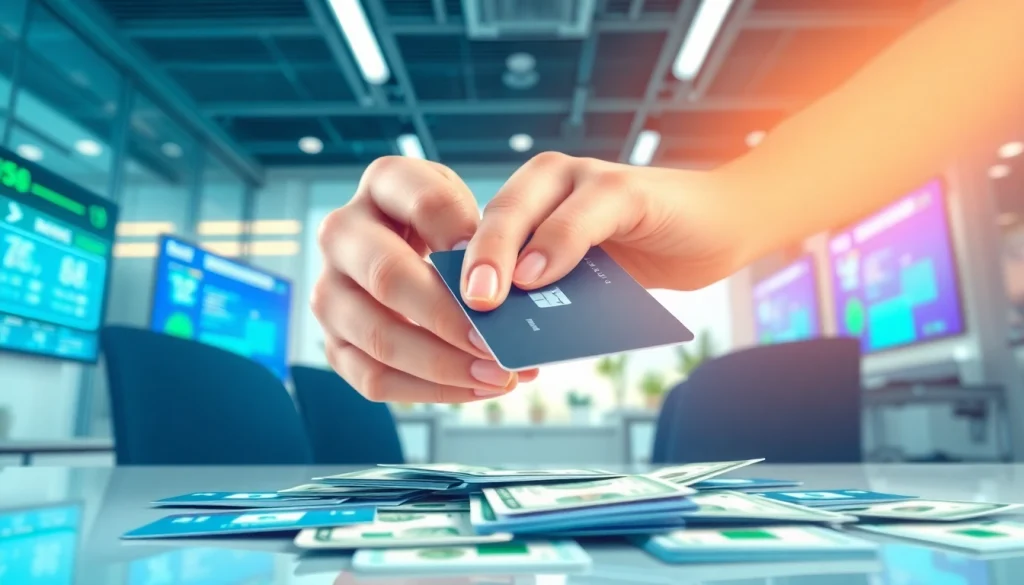 신용카드 현금화의 효율적인 방법을 보여주는 사람과 현금 모습