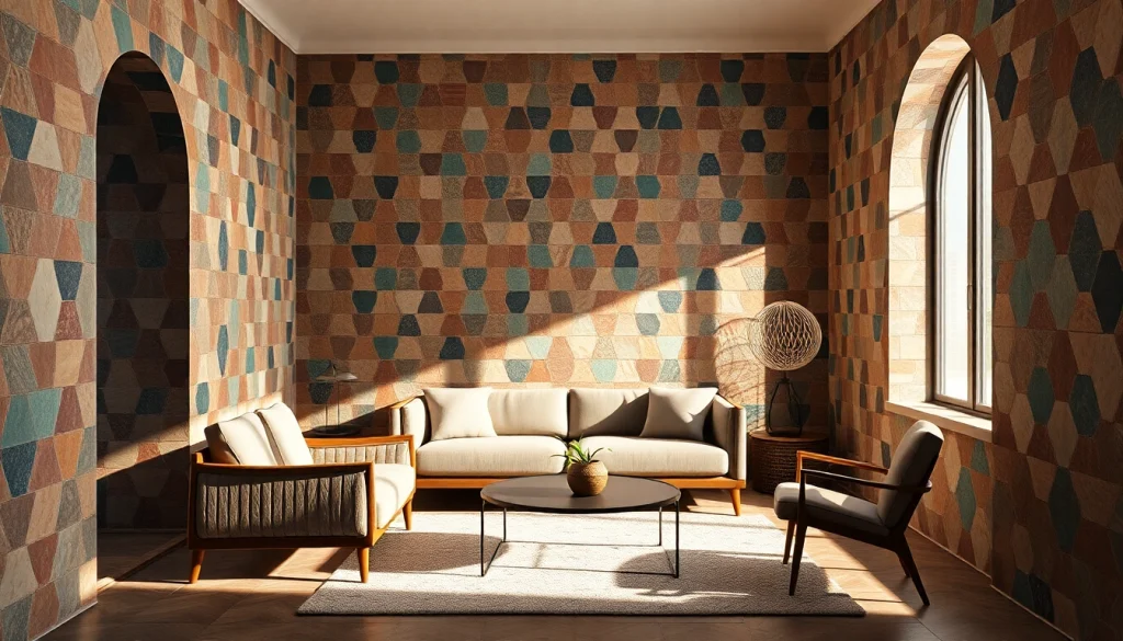 Intérieur magnifique présentant des carreaux Zellige aux couleurs et motifs vibrants, mettant en valeur le savoir-faire artisanal.