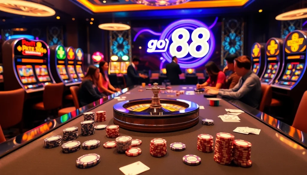 Experience the thrill of go 88 at a luxury casino with poker tables and exciting slot machines.