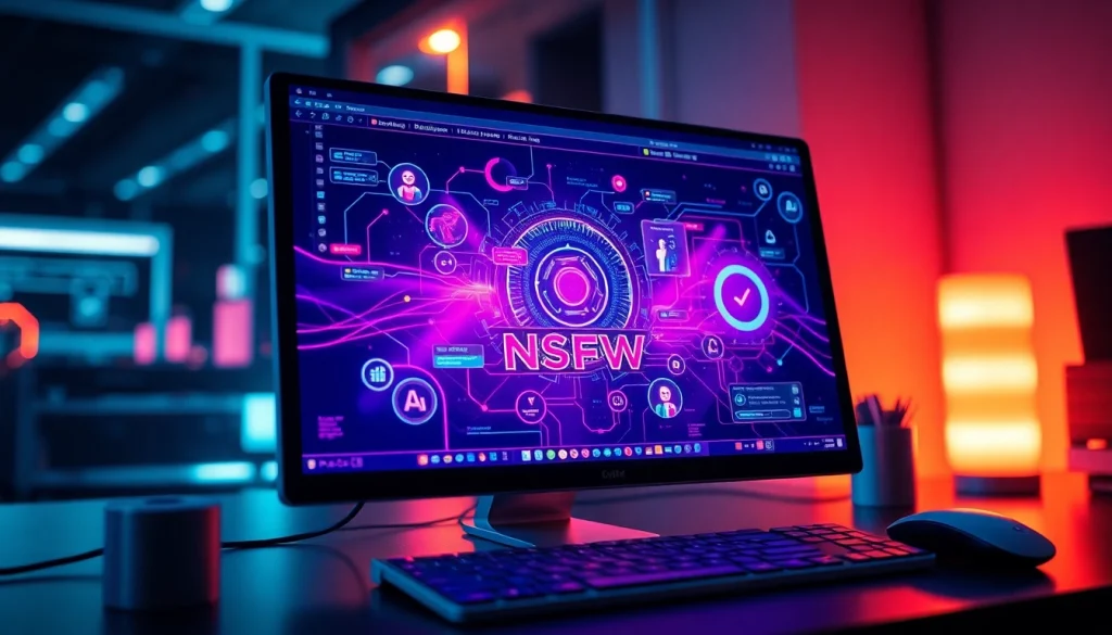 Engaging NSFW AI digital interface showcasing futuristic creativity and interactivity.