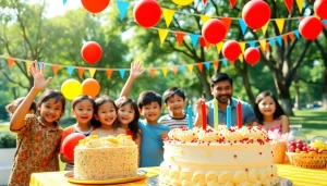 Celebrate a vibrant Singapore birthday party with joyful attendees and festive decorations.