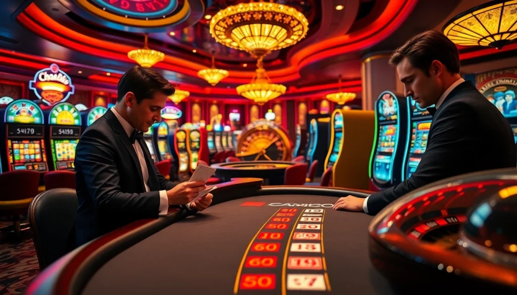 Experience the excitement of betting strategies at https://shbet.law/ in this dazzling casino scene.