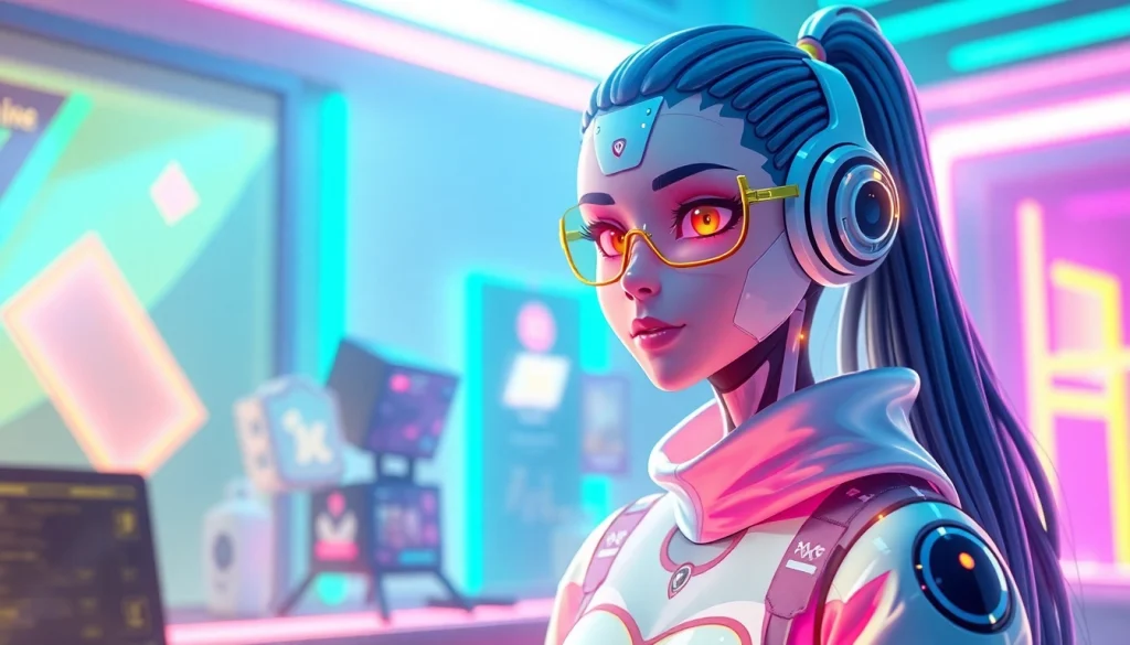 Stunning AI character in a vibrant virtual world representing character AI NSFW customization options.