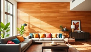 Transform your space with a stunning wood panel accent wall that enhances any interior style.