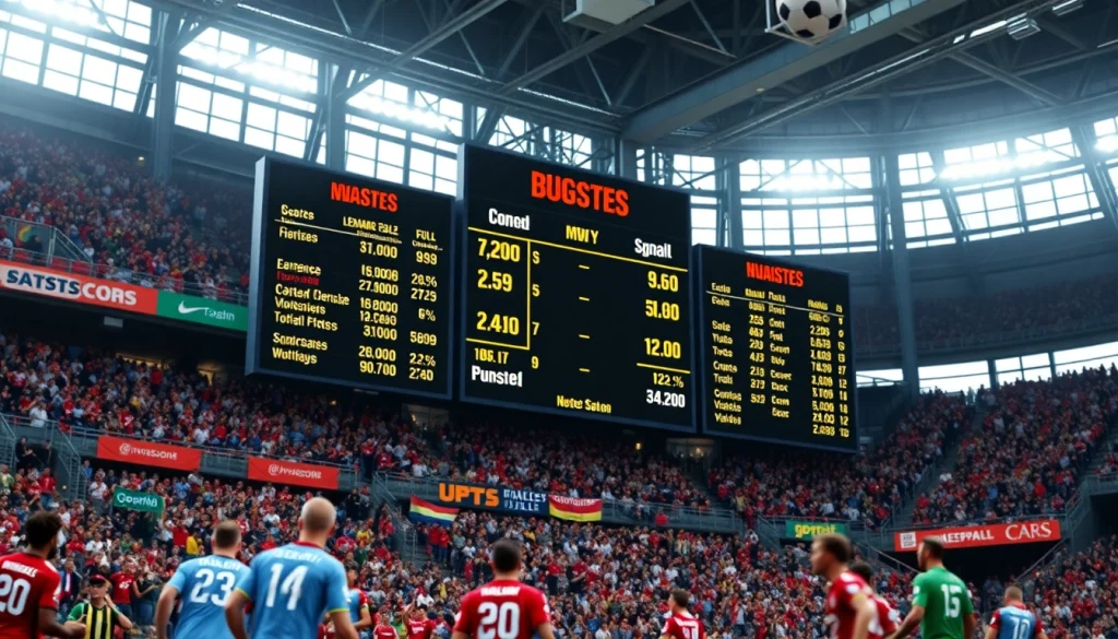 บ้านผลบอลสด พร้อมพอร์ตสกอร์สดในสนามกีฬาเต็มไปด้วยแฟนคลับที่สนุกสนาน.