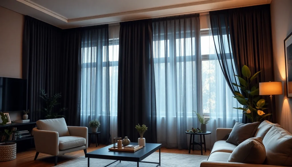 Verduisterende gordijnen in een gezellige woonkamer met een warmere sfeer creëren.