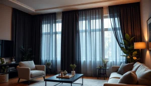Verduisterende gordijnen in een gezellige woonkamer met een warmere sfeer creëren.