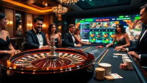 Exciting roulette table scene showcasing rr88 link with poker chips and cards.