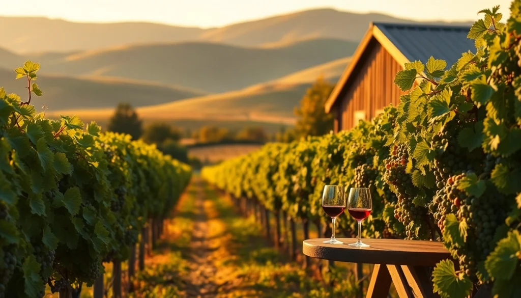 Enjoy clarksburg wineries' picturesque landscape with lush grapevines and a rustic tasting room.