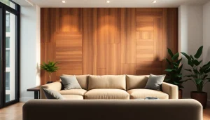 Stylish room featuring a wood panel accent wall that enhances the modern decor.
