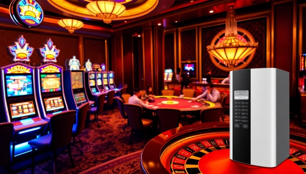 AQUA CREST LT1000PC ADQ747935 Refrigerator Water Filter and Air Filter enhancing cleanliness in an exciting casino gaming scene.