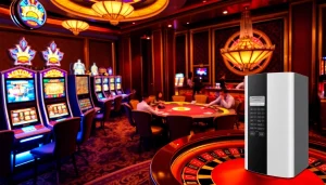 AQUA CREST LT1000PC ADQ747935 Refrigerator Water Filter and Air Filter enhancing cleanliness in an exciting casino gaming scene.