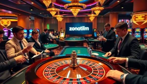 Engage in thrilling casino action with zonafilm at a luxurious gaming table.