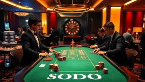 SODO CASINO poker scene showcasing excitement and strategic gameplay at a luxurious table.