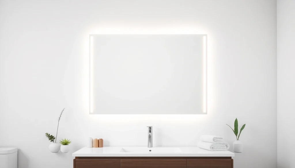 Enhance your space with this elegant bathroom mirror with LED light adding modern beauty and functionality.