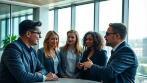 Capture founder leadership insights through a dynamic meeting setting with diverse leaders collaborating.