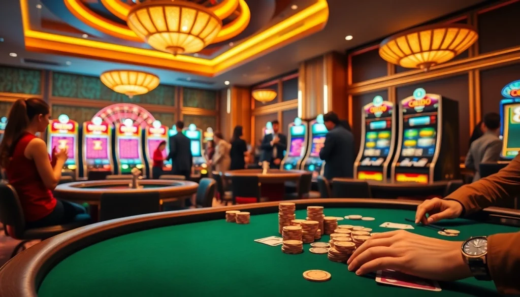 SODO CASINO showcases an exhilarating poker scene with vibrant chips and engaged players.