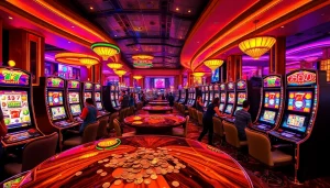 Experience the excitement of idn slot 777 with vibrant slot machines and lively players in a luxurious casino.