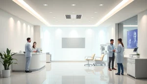 包茎クリニック おすすめ - 包茎治療を提供するモダンなクリニックの受付エリア。専門性と快適さを示しています。