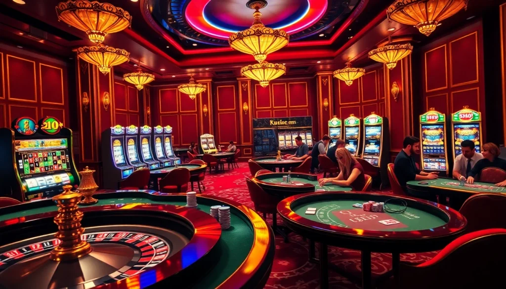 Experience the thrill of kubet with vibrant casino tables and active players.