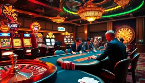 Experience the excitement of QQ 88 at a luxurious casino with poker and roulette games.