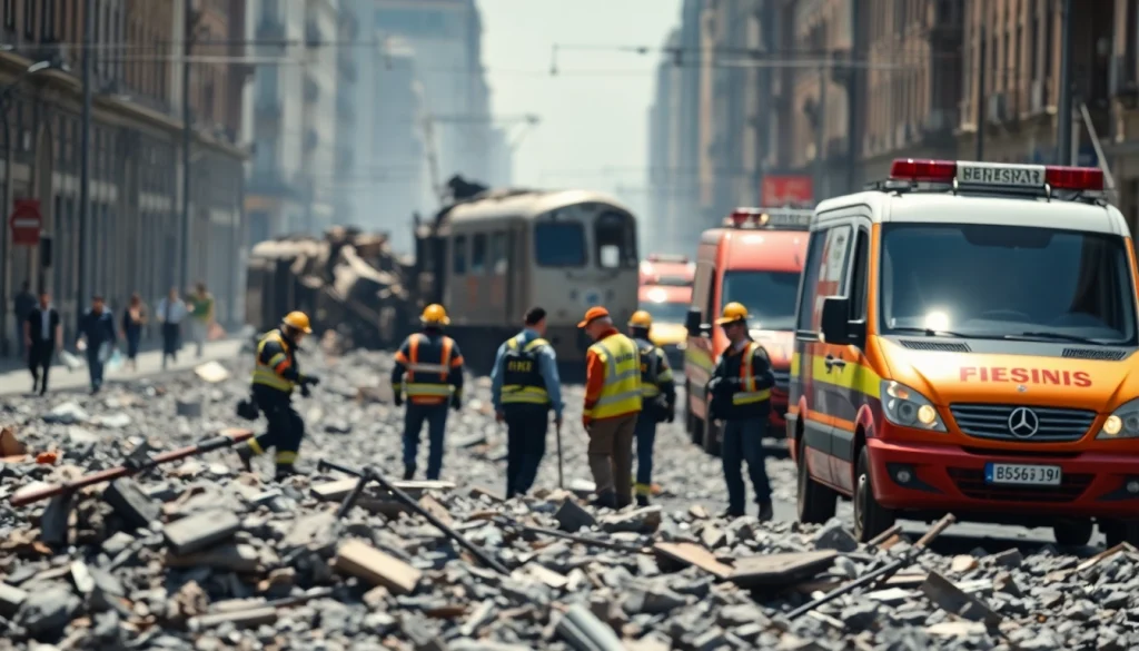 Emergency responders assess the scene of the spain train crash, highlighting urgency and chaos.