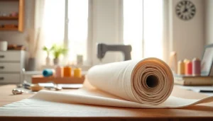 Verken dunne katoen stof, perfect voor naaiprojecten, op een stijlvolle werkbank met kleurrijke accessoires.