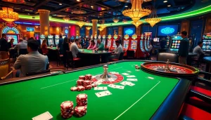 Experience thrilling gameplay at https://mm88.br.com/ with a vibrant casino atmosphere showcasing poker chips, roulette, and more.