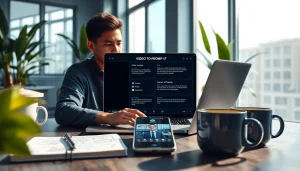 Video to prompt ai generator in a modern workspace with detailed prompts displayed on screen.