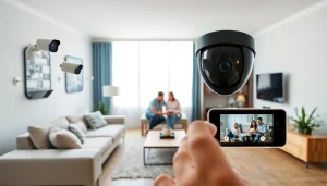 Hogar moderno que muestra sistemas de alarmas de seguridad, enfatizando la seguridad y la confianza.